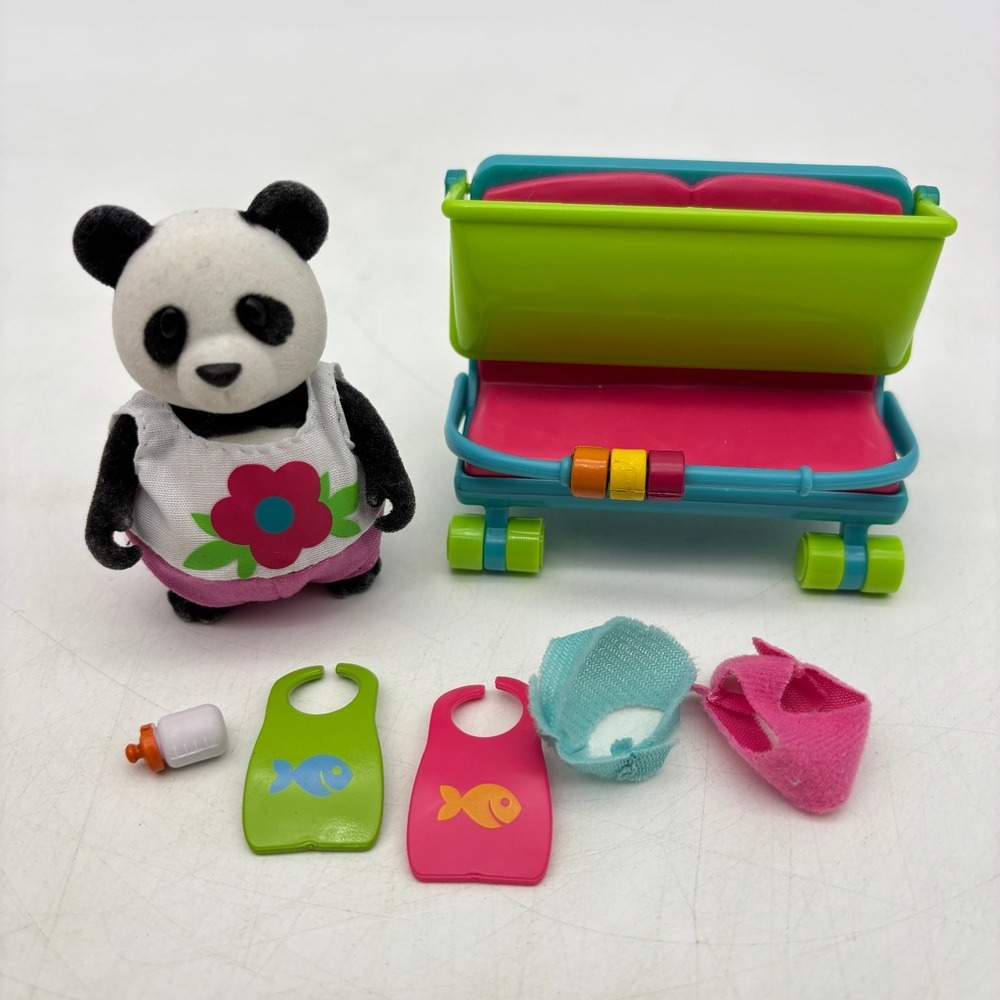 Li'l Woodzeez Babysitter Set Panda Figure Nursery Accessories Lot Baby School